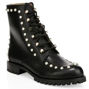 Joie Women's Halyn Combat Boot with Pearl Studs